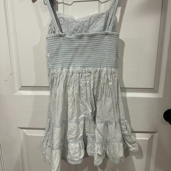 American Eagle Sleeveless Sundress Mini Dress Light Blue Casual Summer L 271 - Picture 2 of 4